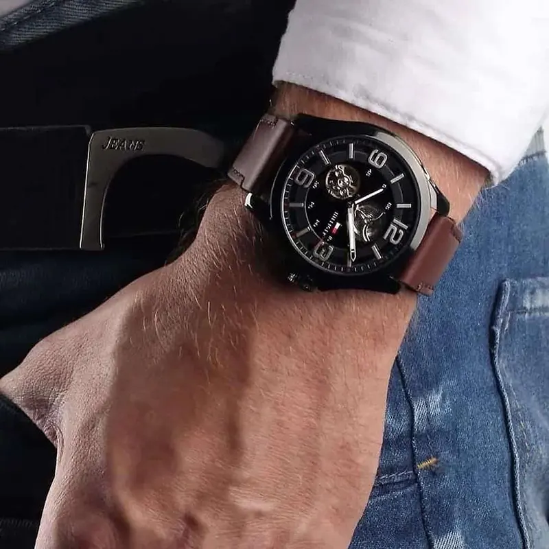 Tommy Hilfiger Bruce Automatic Leather Strap Men's Watch- 1791280